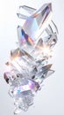 Abstract Crystal Formation with Rainbow Refractions and Light Glare on White Background Royalty Free Stock Photo