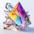 Abstract Crystal Formation With Rainbow Refractions And Scattered Light On White Background Royalty Free Stock Photo