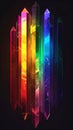 Abstract Crystal Pillars with Rainbow Gradient and Stars on Dark Background Royalty Free Stock Photo