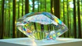 Abstract Crystal Sculpture in Forest Setting Royalty Free Stock Photo
