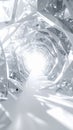 Abstract Crystal Tunnel with Bright Light and Geometric Facets Royalty Free Stock Photo