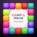 Abstract cteative square frame consisting of colorful bright crystal blocks.