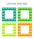 Abstract cteative square jewelry frames consisting of colorful bright crystal blocks.