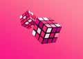 Abstract cube art in gradient color.Fantasy creativity backgrounds concepts