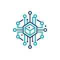 Abstract cube connected network structure design symbolizing blockchain, technology or data processing Royalty Free Stock Photo