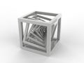 Abstract Cube - 3D Image Cube Frame isolated on White Background - Generative Abstract Graphic Design Royalty Free Stock Photo