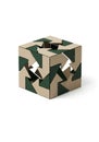 An abstract cube with interlocking elements features an Royalty Free Stock Photo