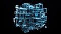 Abstract Cube Structure in Blue. AI Generated Royalty Free Stock Photo