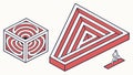 Abstract Cube Triangle Maze Geometric Design, vector design Generative AI Royalty Free Stock Photo