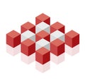 Abstract cube vector shape. Isometric brand of scientific institution, minimalistic block shape