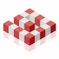 Abstract cube vector shape. Isometric brand of scientific institution, minimalistic block shape