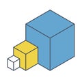 Abstract cube vector shape. Outlined isometric brand of scientific institution, minimalistic block shape