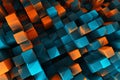 Abstract cubes background in orange and blue colors, Royalty Free Stock Photo