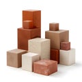 Abstract Cubes, Exploring Geometric Forms in Earthy Tones, Textured Surfaces Showcase Artistic Design, Creative Co