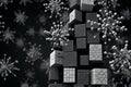 abstract cubes and molecules and particles in space, the concept of biotechnology and genetic engineering of the future