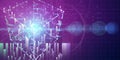 Abstract cubic algorithm futuristic concept. Quantum virtual cryptography. Business visualization of artificial intelligence. Royalty Free Stock Photo