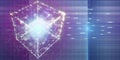 Abstract cubic algorithm futuristic concept. Quantum virtual cryptography. Business visualization of artificial intelligence.  Big Royalty Free Stock Photo