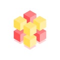 Abstract cubic icon. Isometric illustration for covers design in flat 3D style. Vector geometric logo Royalty Free Stock Photo