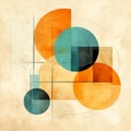 Abstract Suprematist Geometric Pattern In Blues And Oranges