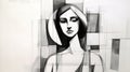Abstract Cubism: Serene Faces In Black And White Sketch