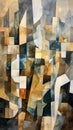 Abstract Cubist Landscape with Muted Color Palette