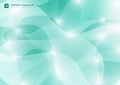 Abstract curve form shapes overlapping with lighting on green mint color background