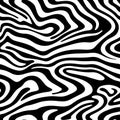 Abstract curve shape seamless pattern. Monochrome zebra skin wallpaper. Dynamic wave surface ornament. Creative lines tile Royalty Free Stock Photo