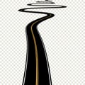 Abstract curved asphalt road on transparent background. Vector road