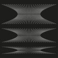 Abstract curved lines. Dynamic flow elements. Monochrome wave Vector set. Dark background graphic. Royalty Free Stock Photo