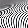 Abstract curved lines for graphic design. Vector template. Vector striped wavy background. Optic illusion effect Royalty Free Stock Photo