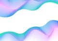 Vector Abstract Blue, Green and Pink Gradient Curving Mesh Frame in White Background Royalty Free Stock Photo