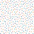 Abstract cut out raindrop confetti. Vector pattern seamless background. Hand drawn tiny falling drops. Graphic party celebration Royalty Free Stock Photo