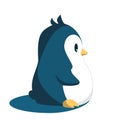 Abstract cute angry cartoon pinguin on a blue background. Funny penguin image.