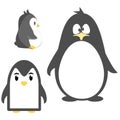 Abstract cute angry cartoon pinguin isolated on a blue background. Funny vector penguin image.