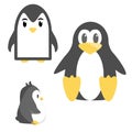 Abstract cute angry cartoon pinguin isolated on a blue background. Funny vector penguin image.