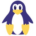 Abstract cute angry cartoon pinguin isolated on a blue background. Funny vector penguin image.