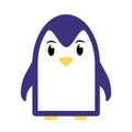Abstract cute angry cartoon pinguin isolated on a blue background. Funny vector penguin image.