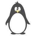 Abstract cute angry cartoon pinguin isolated on a blue background. Funny vector penguin image.