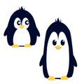 Abstract cute angry cartoon pinguin isolated on a blue background. Funny penguin image.