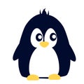 Abstract cute angry cartoon pinguin isolated on a blue background. Funny penguin image.