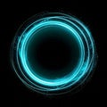 Abstract Cyan Glowing Circle of Light Energy Isolated on Black Background Royalty Free Stock Photo