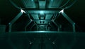 Abstract Cyan Sci Fi Futuristic Interior Design Corridor.3D Rendering.