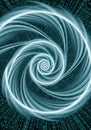 Abstract Cyan Swirl Vortex Digital Art With Binary Code Background Royalty Free Stock Photo