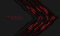 Abstract cyber circuit red black arrow direction geometric on grey blank space design modern futuristic technology creative Royalty Free Stock Photo
