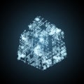 Abstract Cyber Cube Mesh with Glowing Vertices