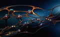 Abstract cyber network, synthetic mind and artificial intelligence. Neural network and big data analytics