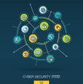 Abstract cyber security background. Digital connect system with integrated circles, flat thin line icons. Vector