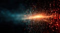 Abstract Cyber Security Digital Data Visualization with Glowing Orange Particles and Binary Code Streams on Dark Background Royalty Free Stock Photo