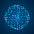 Abstract Cyber Sphere Mesh with Glowing Vertices