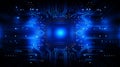 Blue abstract cyber future technology concept background, illustration, sci-fi Royalty Free Stock Photo